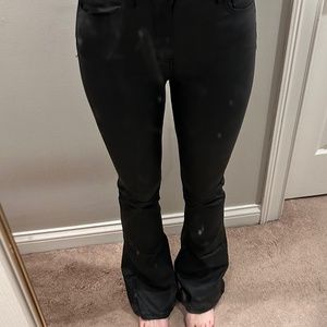 Faux leather flare pants